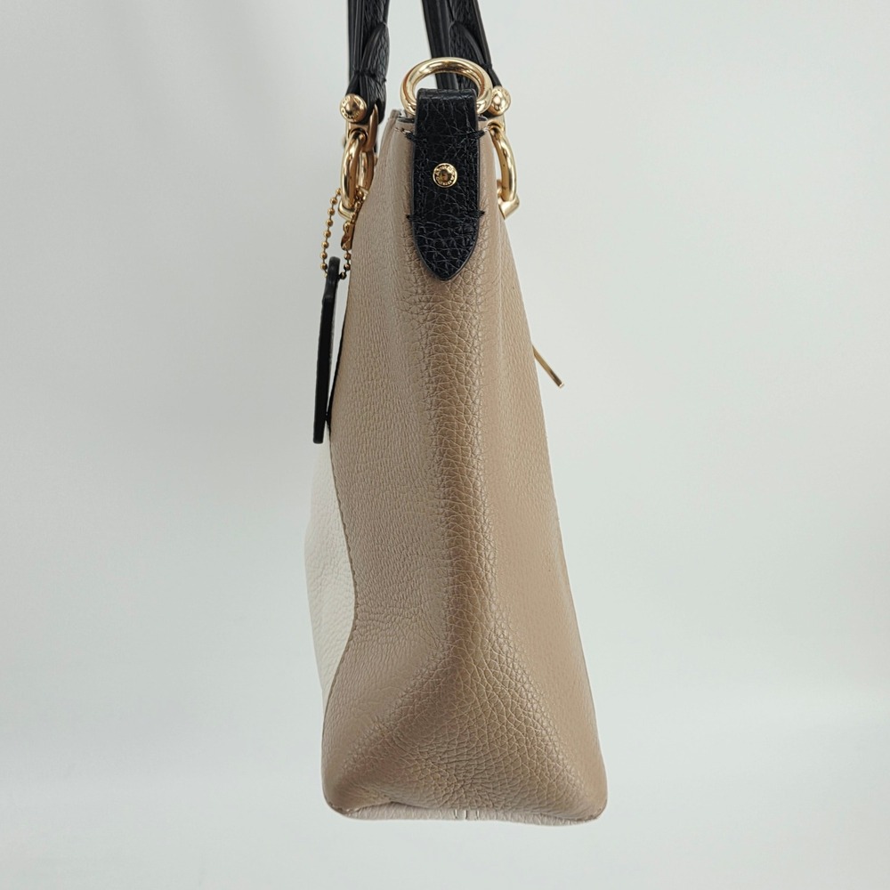 Coach Kacey Colorblock Pebble Leather Satchel Crossbody Bag C6841 Chalk Tan - Picture 10 of 16